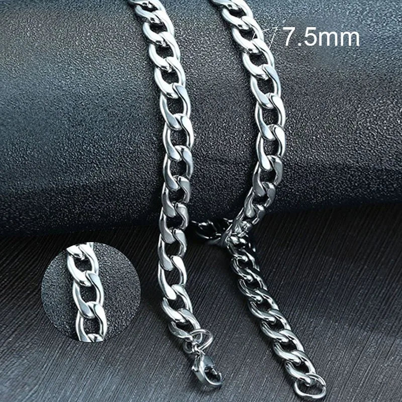Vnox Men's Cuban Link Chain Necklace Stainless Steel Black Gold Color Male Choker colar Jewelry Gifts for Him