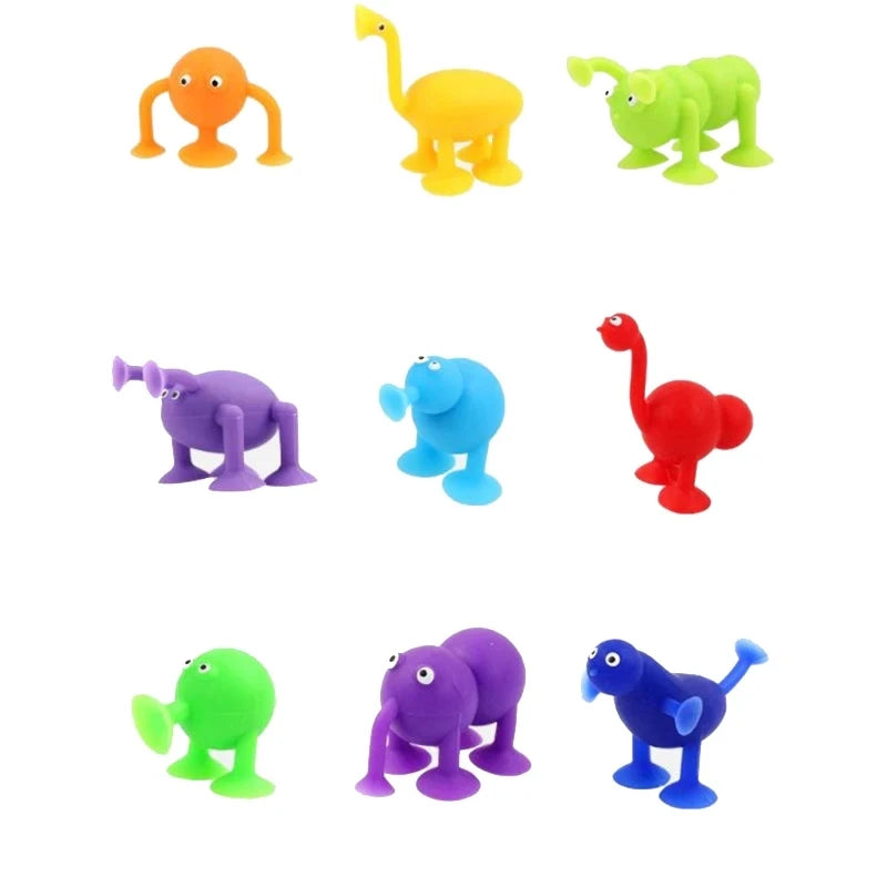 Baby Sucker Bath Toys for Kids Boys Girls Animal Shaped Suction Toys Parent-Child Interactive Game Window Travel Building Blocks