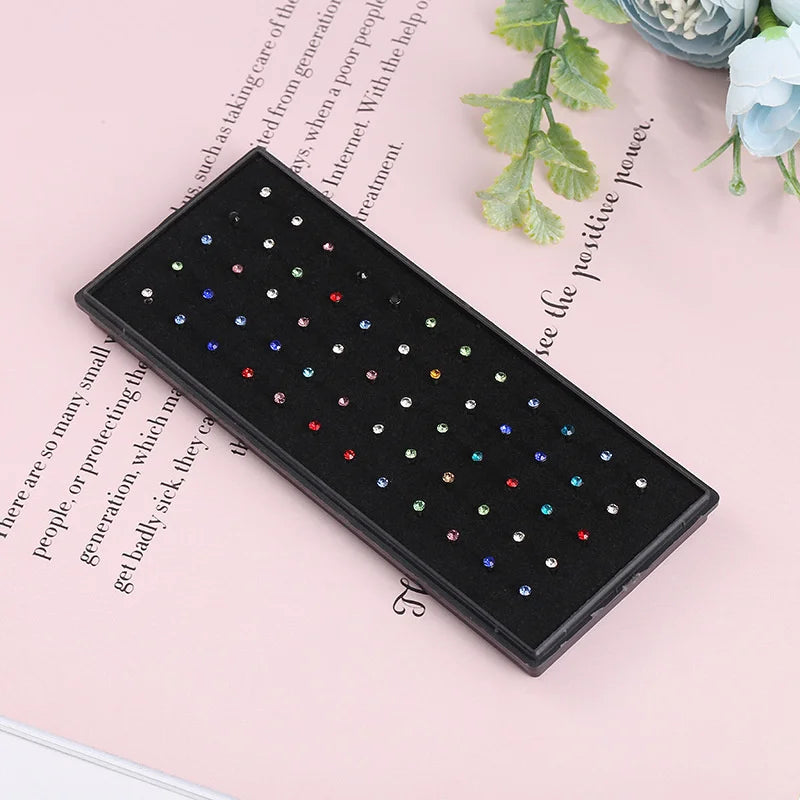Fashion L Shape Rhinestone Crystal Stainless Steel Nose Piercing Ear Bone Women Hypoallergenic Body Jewelry Piercing