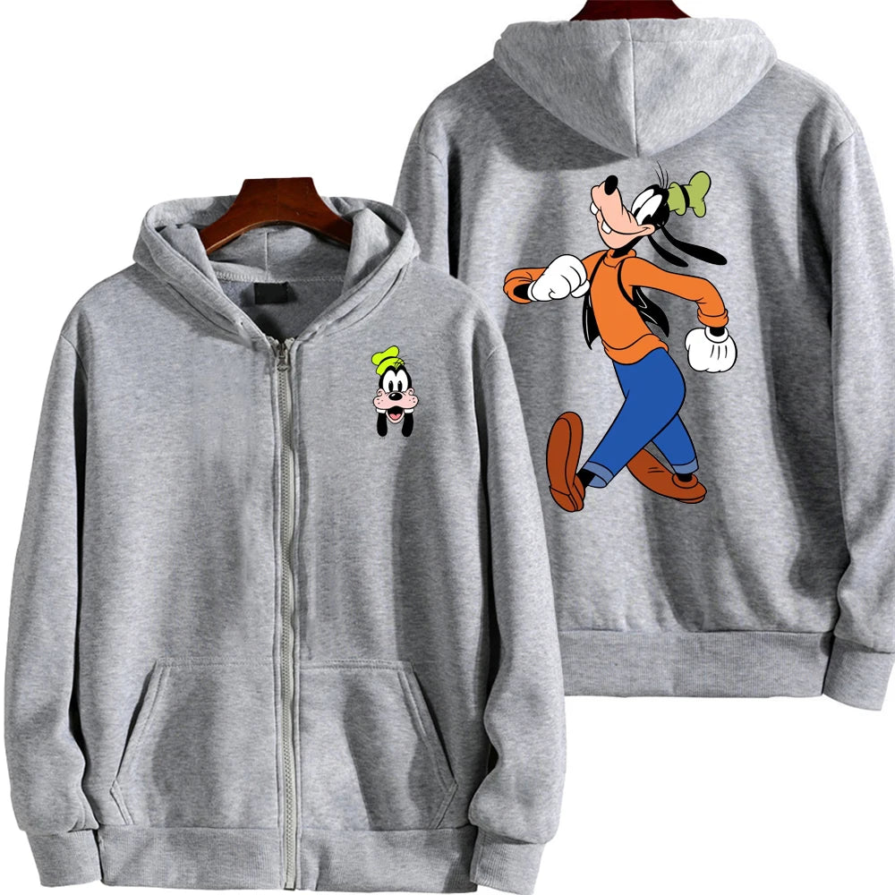 Goofy Men Cartoon printing Hoodie Spring Autumn Women Oversized Sweatshirt With Zipper New Couple street fashion Coat