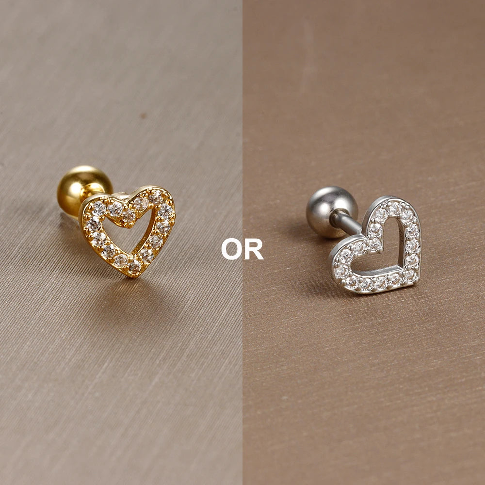 1PC 316L Stainless Steel Mini Zircon Cartilage Piercing Stud Earring For Women Girl Helix Tragus Body Jewelry Statement