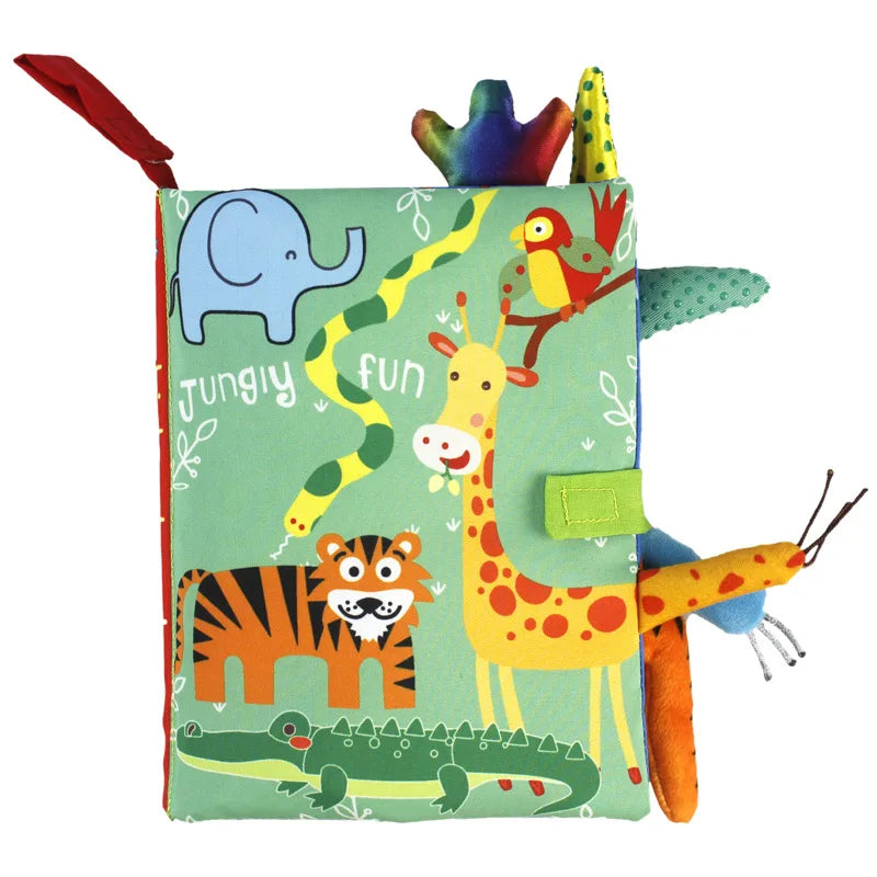 Quiet Book for Toddler Animal Cognitive Fabric Activity Busy Book Montessori Baby Book Toys Cloth Crinkle Books for Babies 6 12M