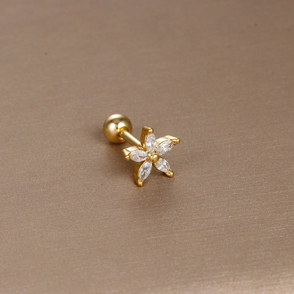 1PC 316L Stainless Steel Mini Zircon Cartilage Piercing Stud Earring For Women Girl Helix Tragus Body Jewelry Statement