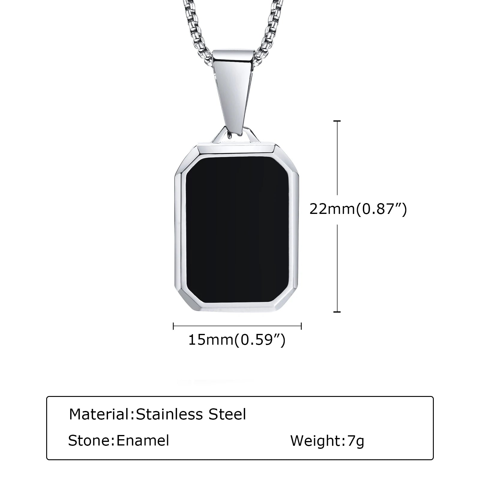 Trendy Pendant Necklaces for Men Boys,Square Natural Stone Stainless Steel Necklaces,New Hip Hop Cool Jewelry Gifts