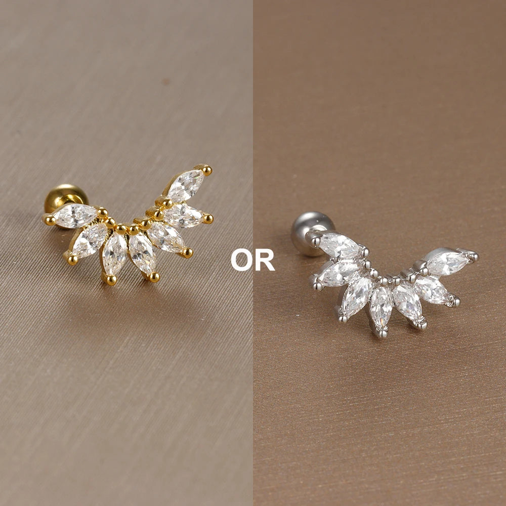 1PC 316L Stainless Steel Mini Zircon Cartilage Piercing Stud Earring For Women Girl Helix Tragus Body Jewelry Statement