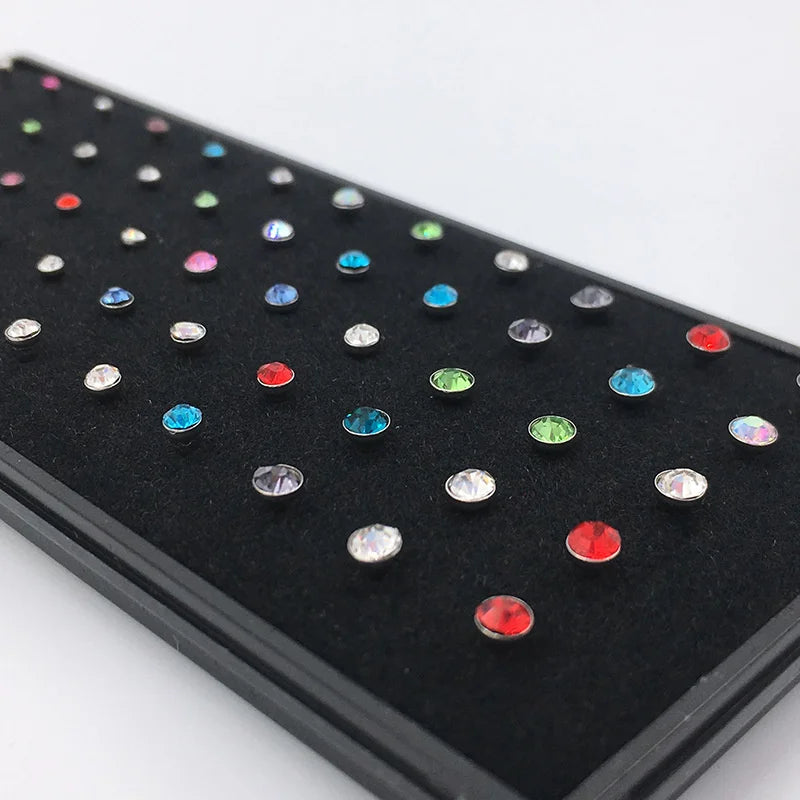 Fashion L Shape Rhinestone Crystal Stainless Steel Nose Piercing Ear Bone Women Hypoallergenic Body Jewelry Piercing