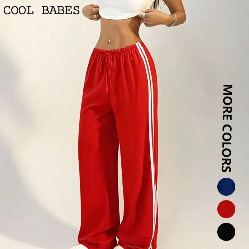 New Versatile Women's Pants Summer Streetwear Basic Straight Loose Casual Slim Trousers Lady Solid Simple Fashion Striped Pants