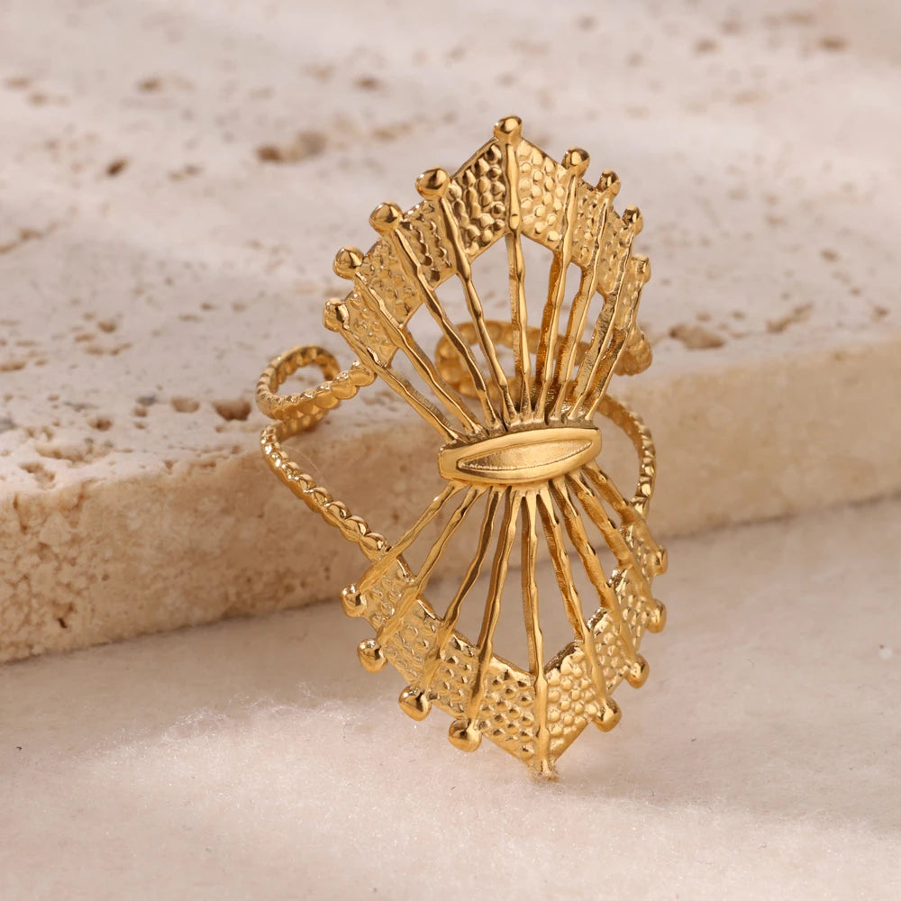Ocean Starfish Shell Open Rings For Women Gold Color Stainless Steel Ring Summer Beach Aesthetic Waterproof Jewelry Gift