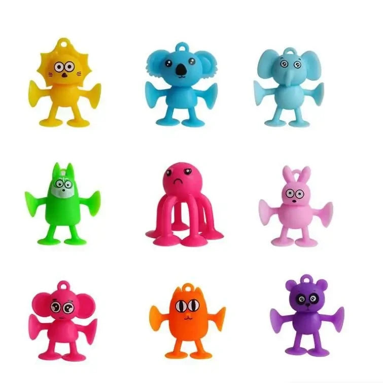 Baby Sucker Bath Toys for Kids Boys Girls Animal Shaped Suction Toys Parent-Child Interactive Game Window Travel Building Blocks