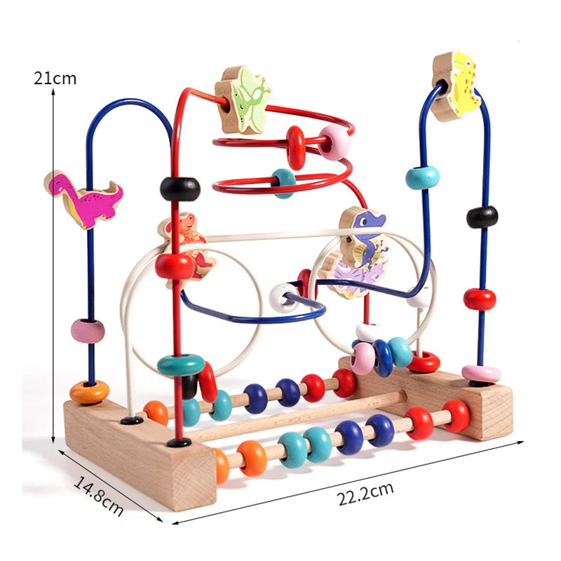Montessori Baby Toys Wooden Roller Coaster Bead Maze Abacus Math Toys Toddler Early Educational Toys for Kids Children 1-3 Years