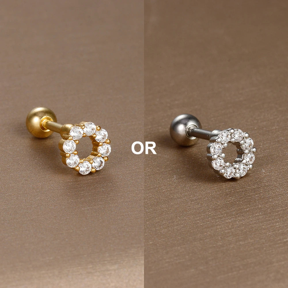 1PC 316L Stainless Steel Mini Zircon Cartilage Piercing Stud Earring For Women Girl Helix Tragus Body Jewelry Statement