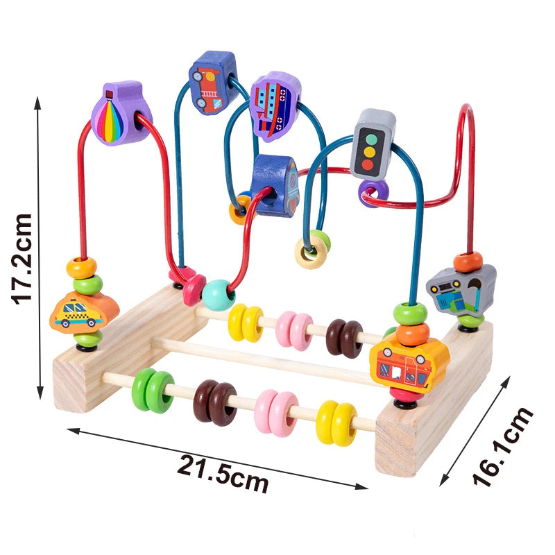 Montessori Baby Toys Wooden Roller Coaster Bead Maze Abacus Math Toys Toddler Early Educational Toys for Kids Children 1-3 Years