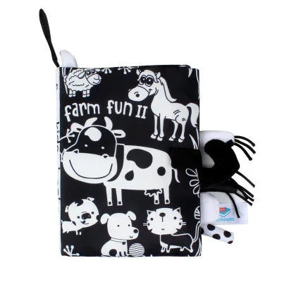 Quiet Book for Toddler Animal Cognitive Fabric Activity Busy Book Montessori Baby Book Toys Cloth Crinkle Books for Babies 6 12M