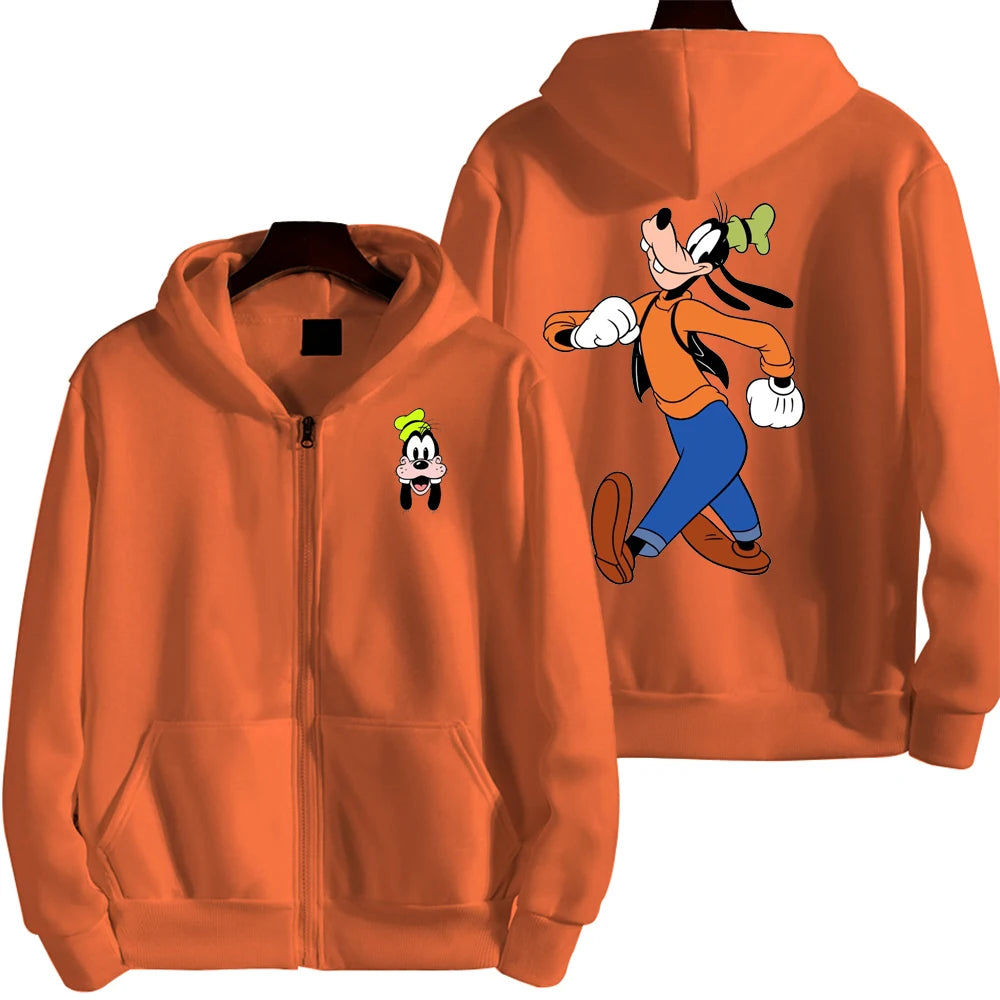 Goofy Men Cartoon printing Hoodie Spring Autumn Women Oversized Sweatshirt With Zipper New Couple street fashion Coat