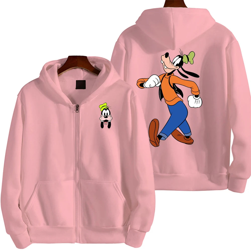 Goofy Men Cartoon printing Hoodie Spring Autumn Women Oversized Sweatshirt With Zipper New Couple street fashion Coat