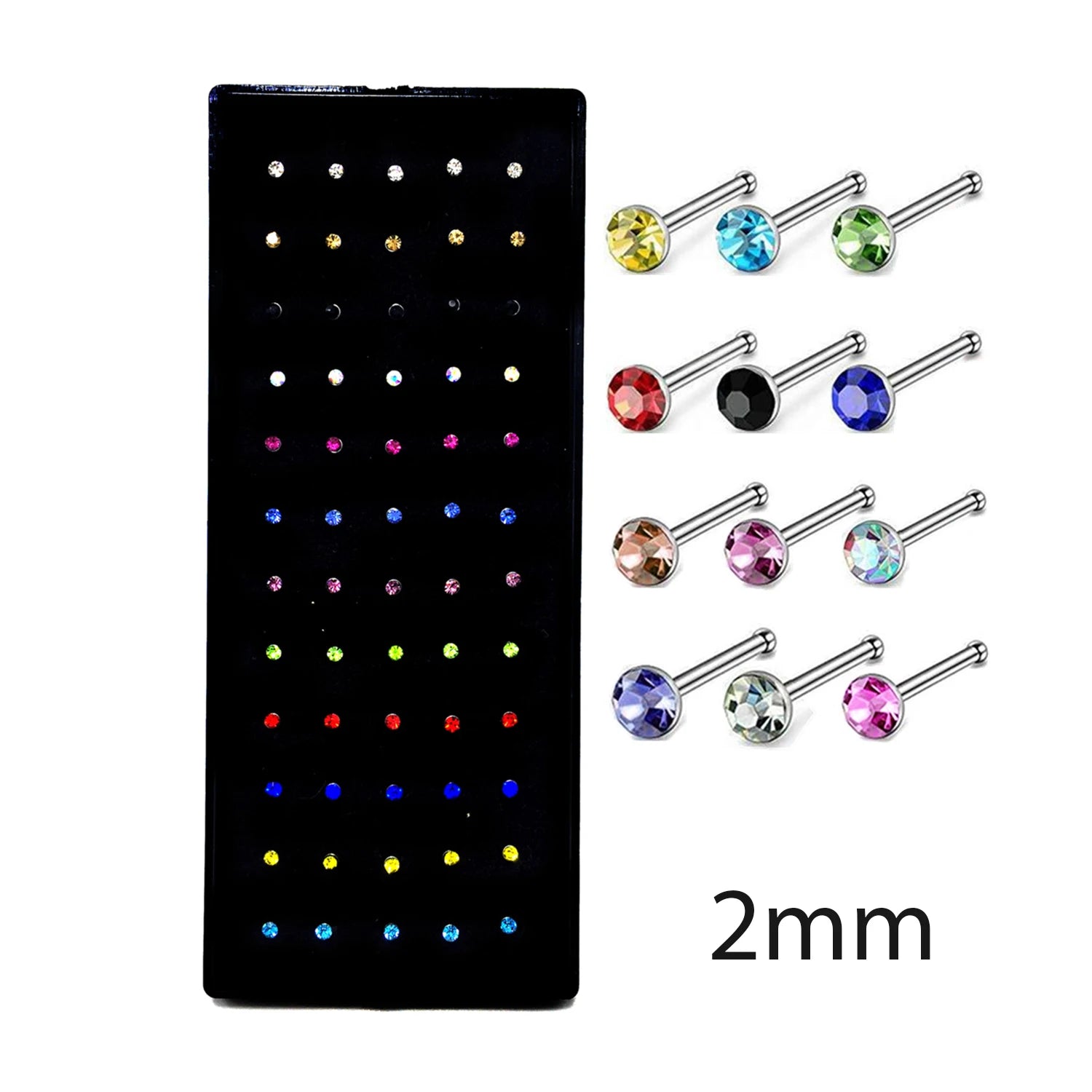 Fashion L Shape Rhinestone Crystal Stainless Steel Nose Piercing Ear Bone Women Hypoallergenic Body Jewelry Piercing
