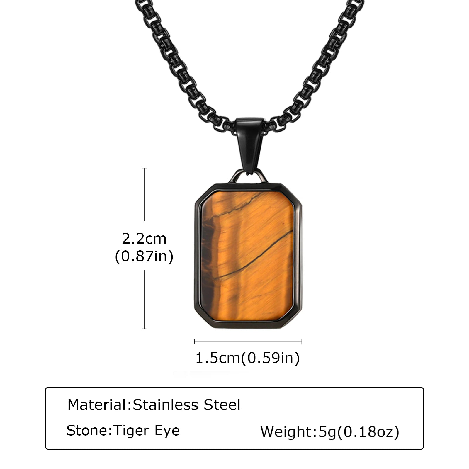 Trendy Pendant Necklaces for Men Boys,Square Natural Stone Stainless Steel Necklaces,New Hip Hop Cool Jewelry Gifts