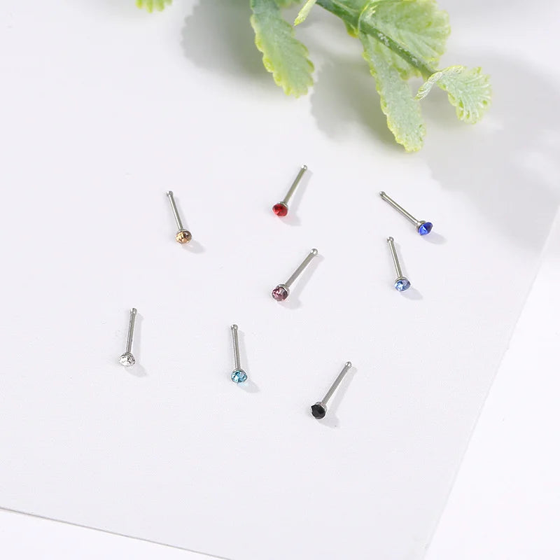 Fashion L Shape Rhinestone Crystal Stainless Steel Nose Piercing Ear Bone Women Hypoallergenic Body Jewelry Piercing