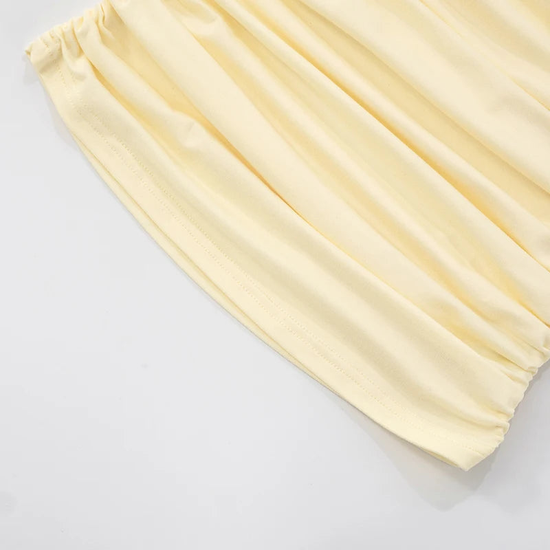CUTENOVA Women'S Solid Color Strapless Hanging Neck Fluttering Pleated Sexy Tank Top Summer New Pure Desire Wind Hottie Tank Top