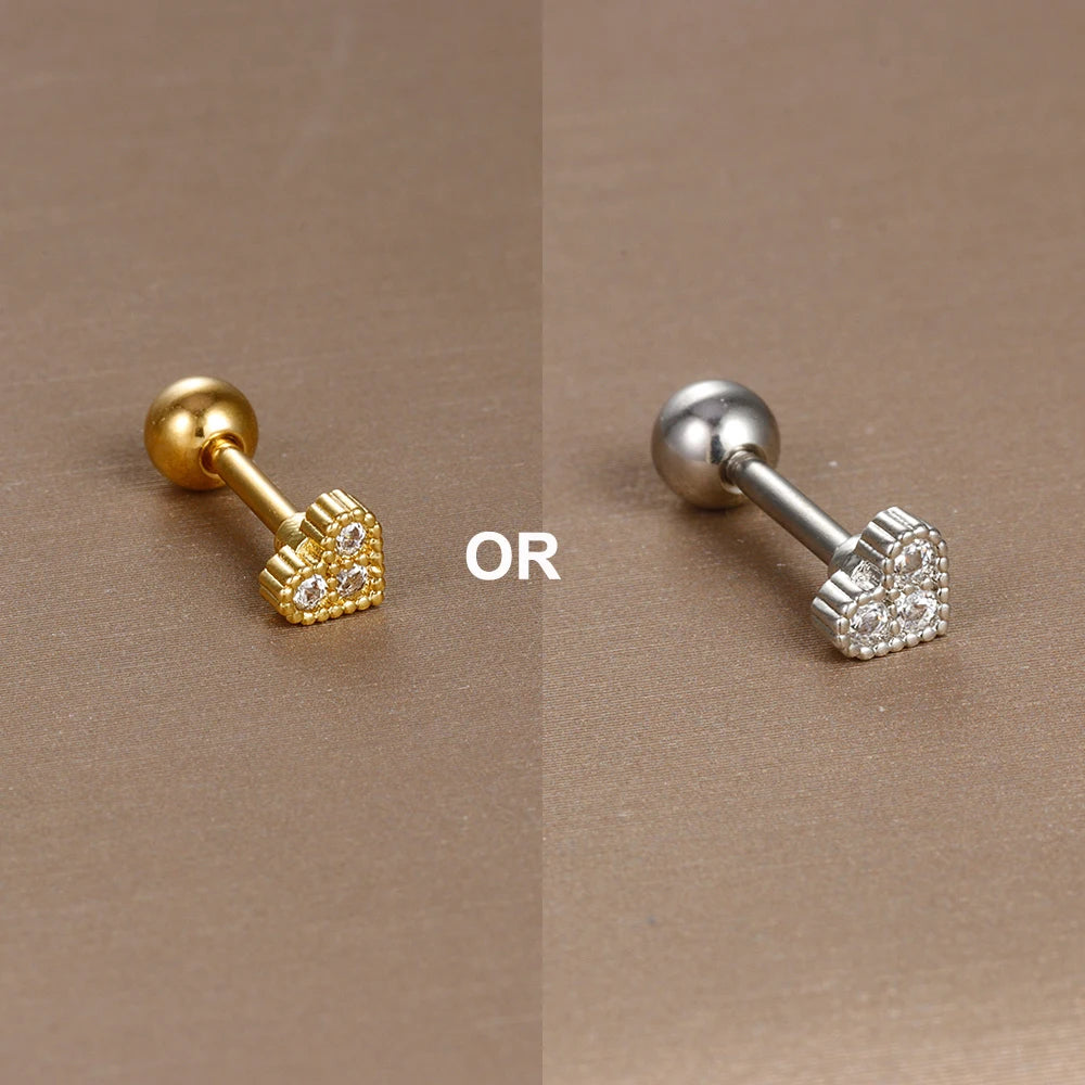 1PC 316L Stainless Steel Mini Zircon Cartilage Piercing Stud Earring For Women Girl Helix Tragus Body Jewelry Statement