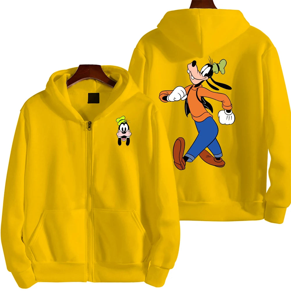 Goofy Men Cartoon printing Hoodie Spring Autumn Women Oversized Sweatshirt With Zipper New Couple street fashion Coat