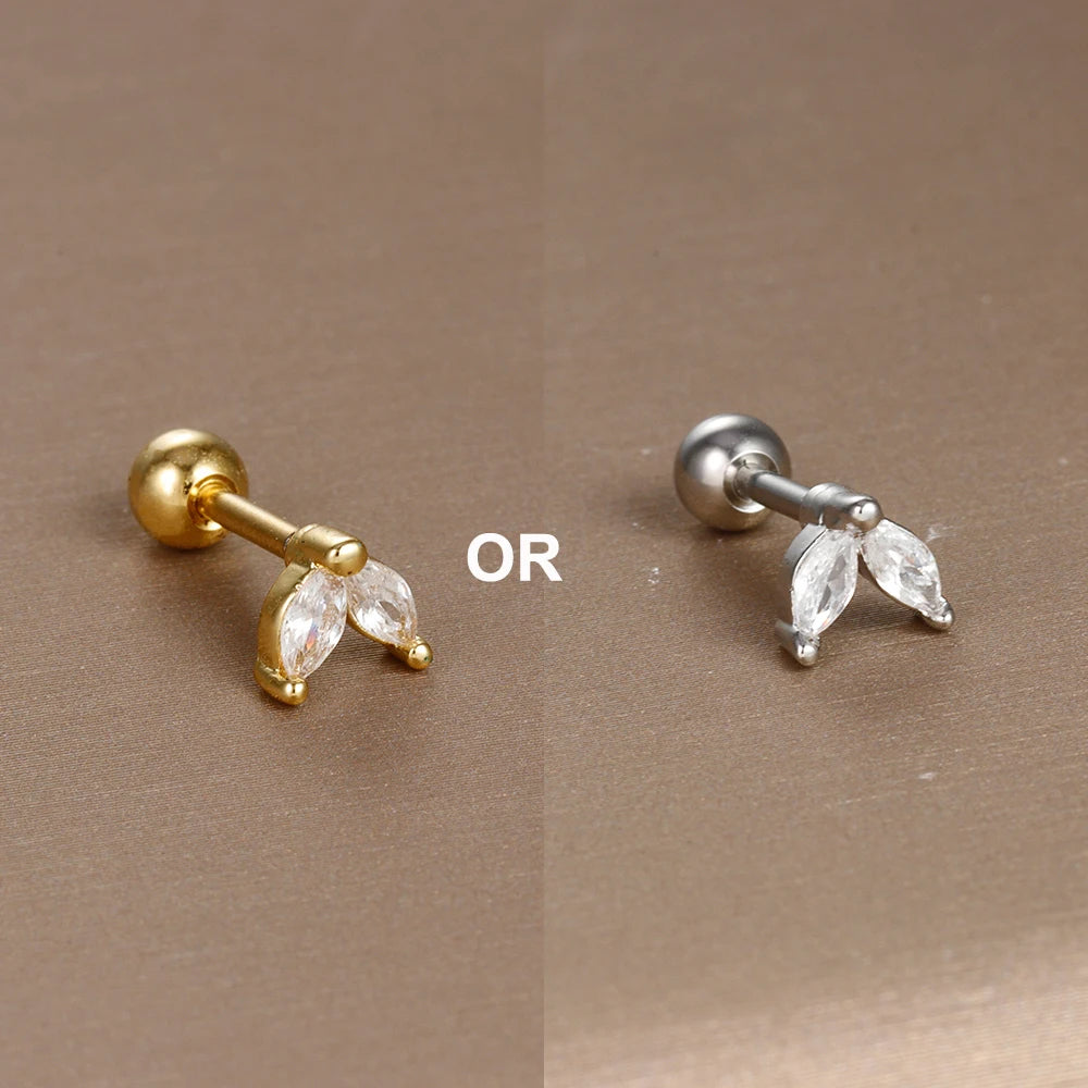 1PC 316L Stainless Steel Mini Zircon Cartilage Piercing Stud Earring For Women Girl Helix Tragus Body Jewelry Statement