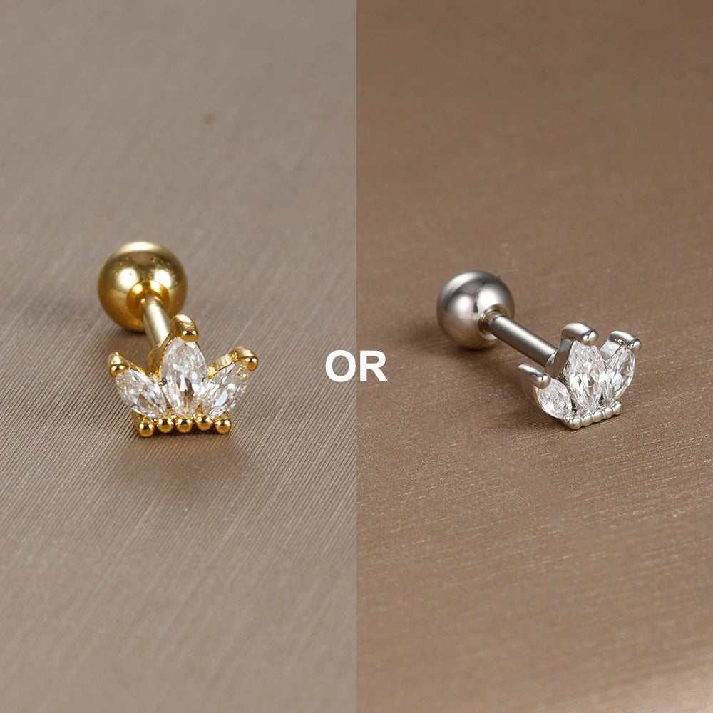 1PC 316L Stainless Steel Mini Zircon Cartilage Piercing Stud Earring For Women Girl Helix Tragus Body Jewelry Statement