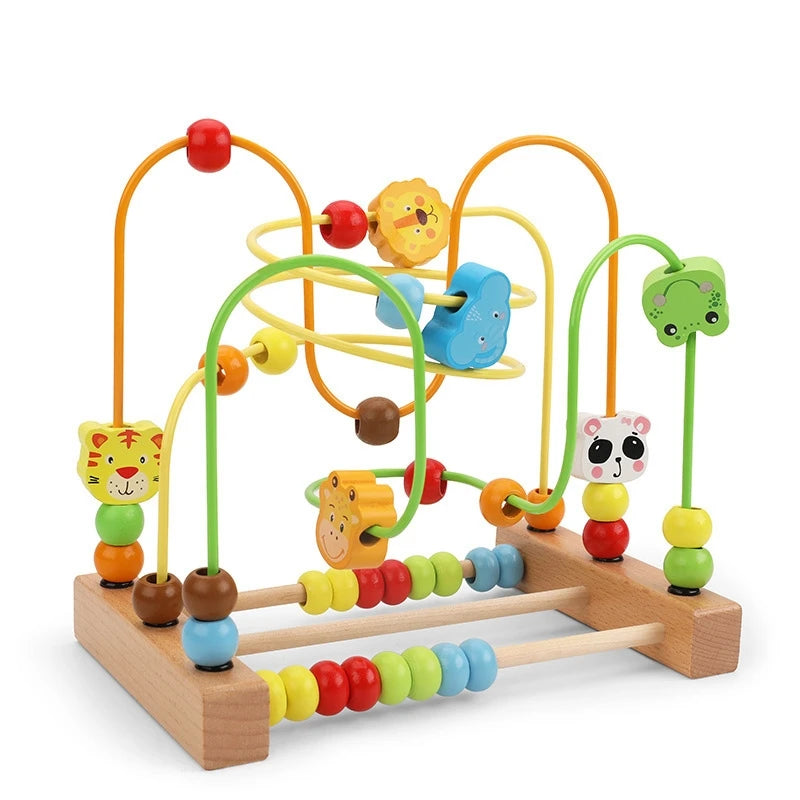 Montessori Baby Toys Wooden Roller Coaster Bead Maze Abacus Math Toys Toddler Early Educational Toys for Kids Children 1-3 Years