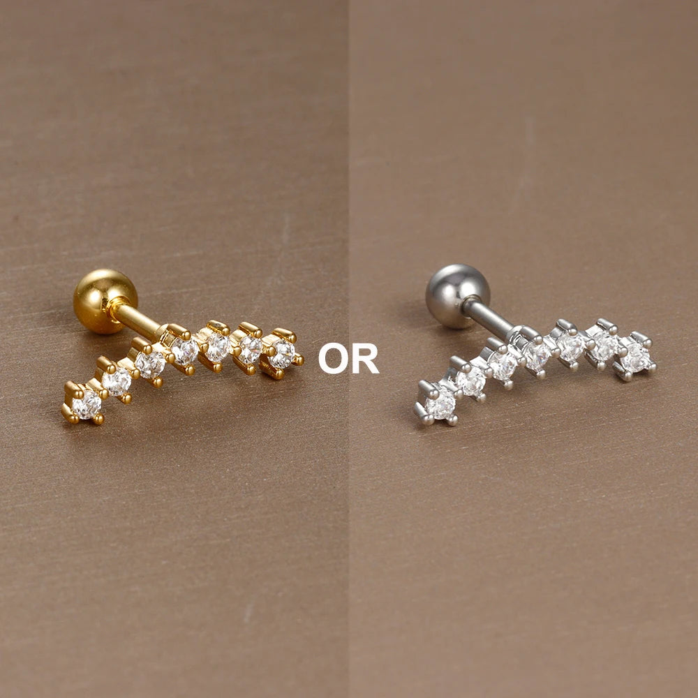 1PC 316L Stainless Steel Mini Zircon Cartilage Piercing Stud Earring For Women Girl Helix Tragus Body Jewelry Statement