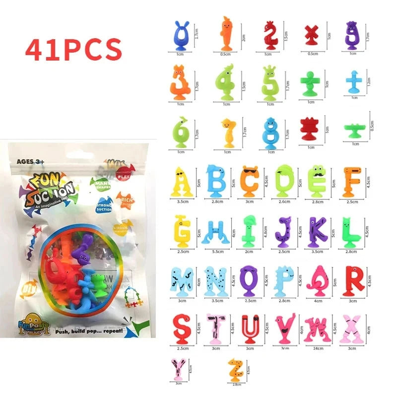 Baby Sucker Bath Toys for Kids Boys Girls Animal Shaped Suction Toys Parent-Child Interactive Game Window Travel Building Blocks