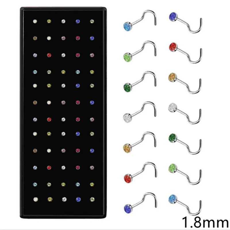 Fashion L Shape Rhinestone Crystal Stainless Steel Nose Piercing Ear Bone Women Hypoallergenic Body Jewelry Piercing