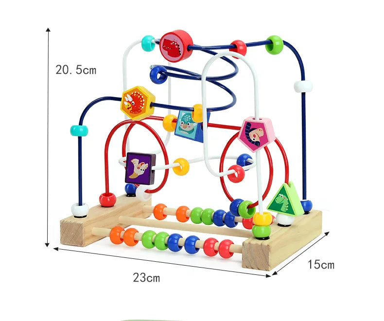 Montessori Baby Toys Wooden Roller Coaster Bead Maze Abacus Math Toys Toddler Early Educational Toys for Kids Children 1-3 Years