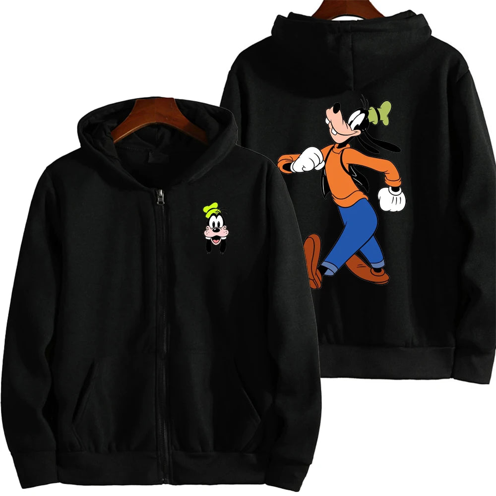 Goofy Men Cartoon printing Hoodie Spring Autumn Women Oversized Sweatshirt With Zipper New Couple street fashion Coat