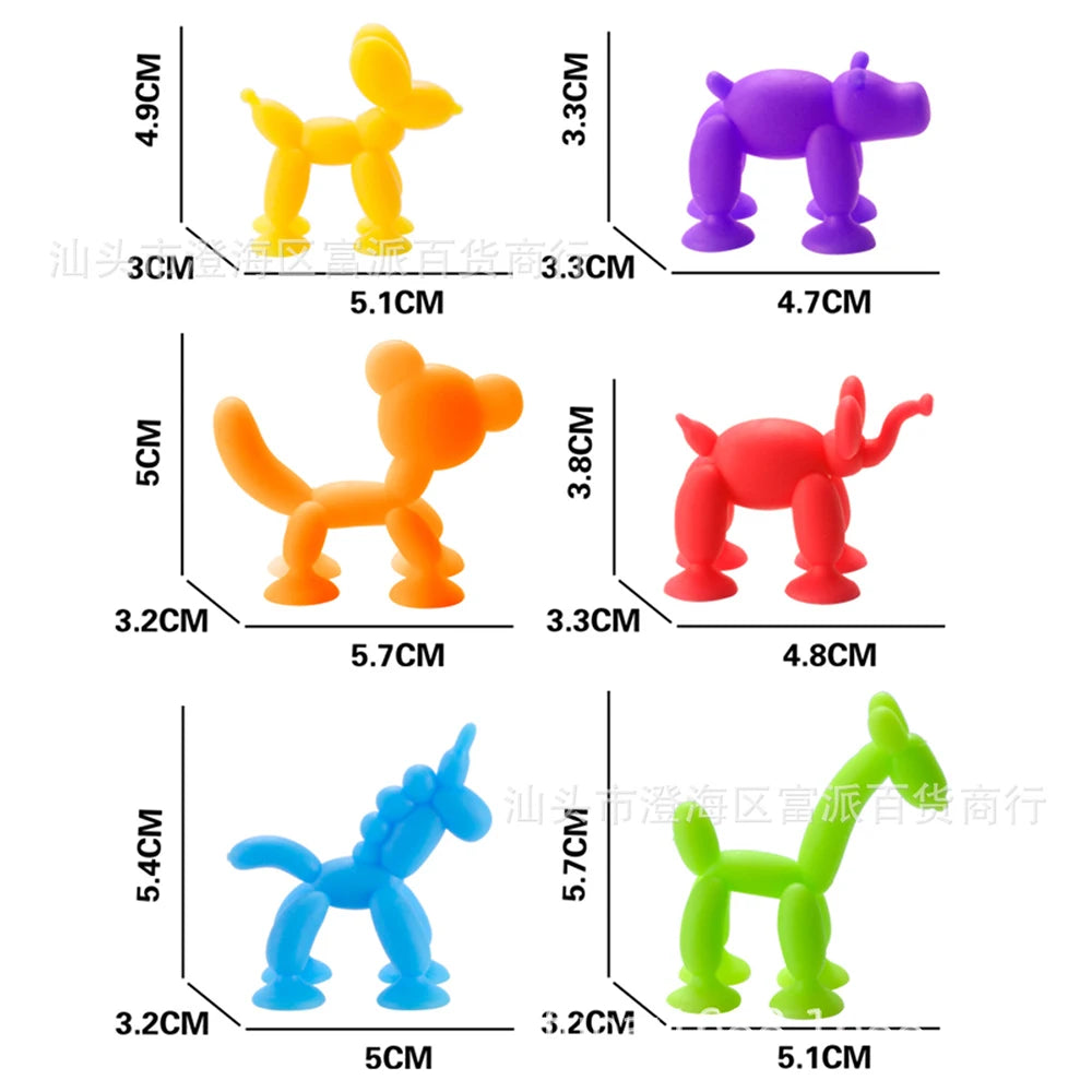 Baby Sucker Bath Toys for Kids Boys Girls Animal Shaped Suction Toys Parent-Child Interactive Game Window Travel Building Blocks
