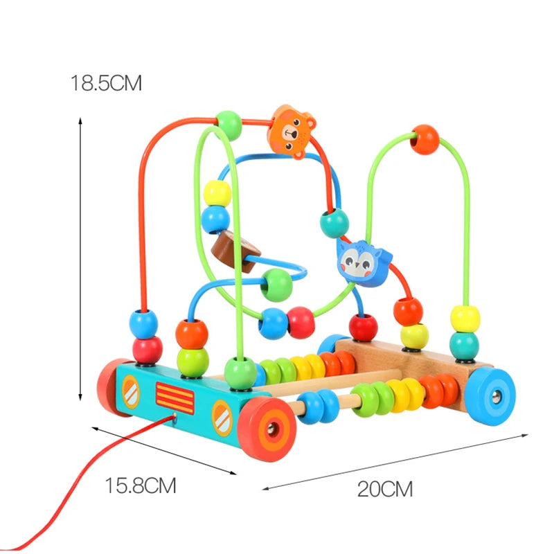 Montessori Baby Toys Wooden Roller Coaster Bead Maze Abacus Math Toys Toddler Early Educational Toys for Kids Children 1-3 Years