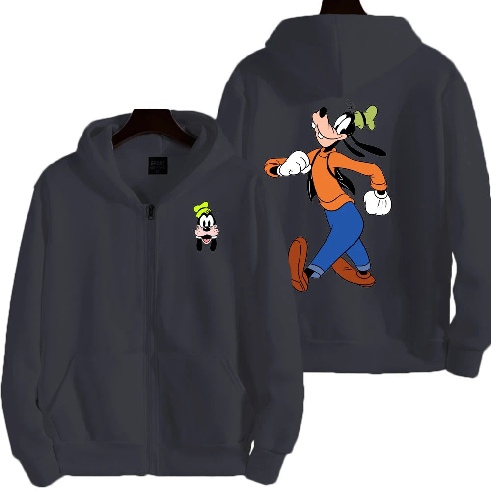 Goofy Men Cartoon printing Hoodie Spring Autumn Women Oversized Sweatshirt With Zipper New Couple street fashion Coat