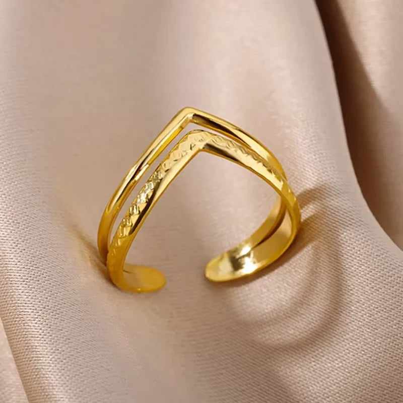 Elegant Stainless Steel Big Bloom Flower Rings For Women Gold Color Sun Starfish Open Ring Finger Jewelry Wedding Her Gift Punk