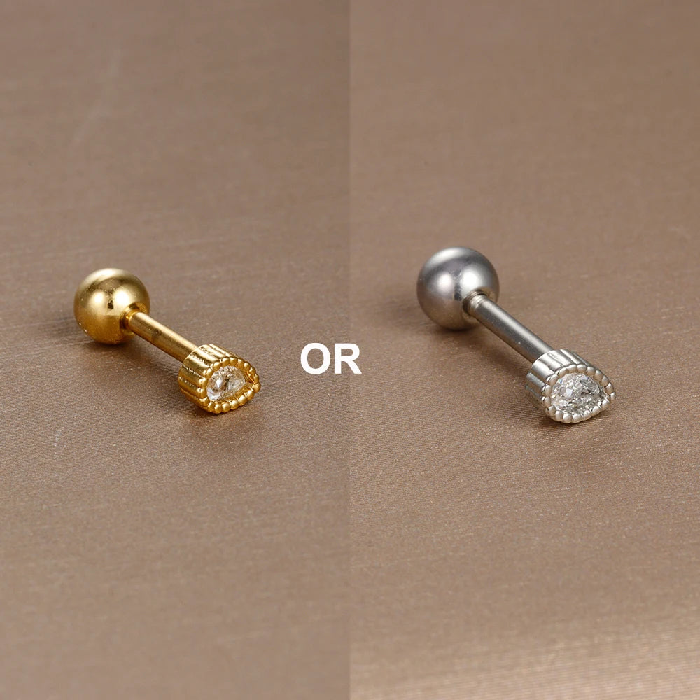 1PC 316L Stainless Steel Mini Zircon Cartilage Piercing Stud Earring For Women Girl Helix Tragus Body Jewelry Statement