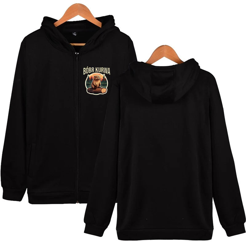 Bobr Kurwa Harajuku Y2k Zip Up Hoodies Men Women Fashion Funny Hooded Streetwear Kurwa Bober Grunge Zipper Sweatshirts Clothes