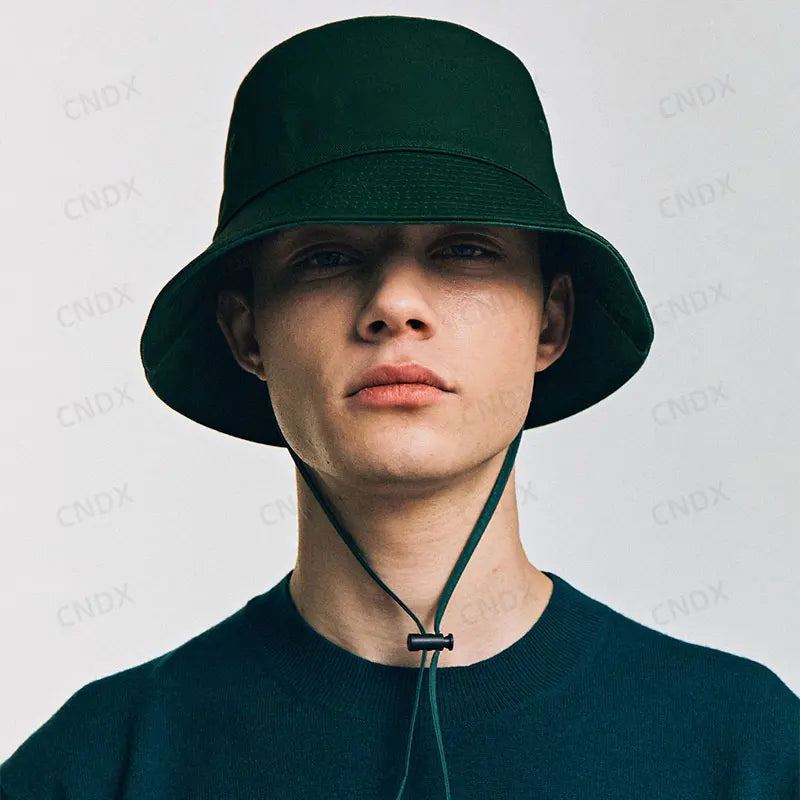 Big Head Bucket Hat 60-63cm Large Size Men Chin Strap UPF50+ Cotton Summer Sun Hat Windproof Fishing Outdoor Cap Women frenchbob