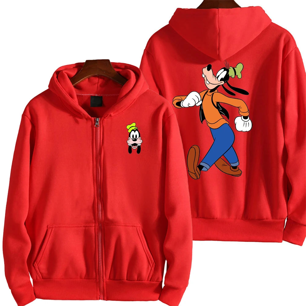 Goofy Men Cartoon printing Hoodie Spring Autumn Women Oversized Sweatshirt With Zipper New Couple street fashion Coat