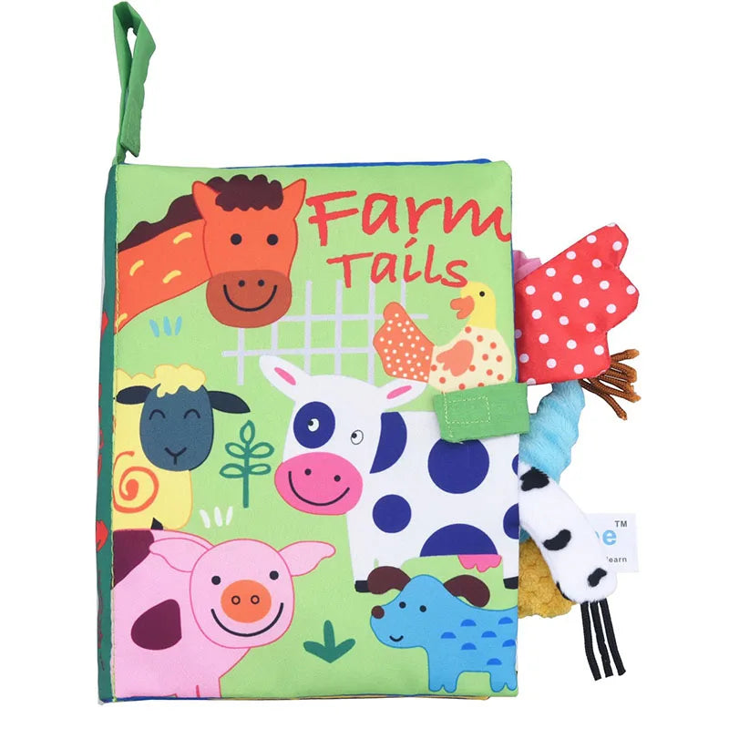Quiet Book for Toddler Animal Cognitive Fabric Activity Busy Book Montessori Baby Book Toys Cloth Crinkle Books for Babies 6 12M