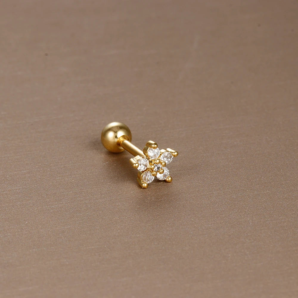 1PC 316L Stainless Steel Mini Zircon Cartilage Piercing Stud Earring For Women Girl Helix Tragus Body Jewelry Statement
