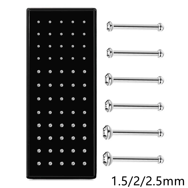 Fashion L Shape Rhinestone Crystal Stainless Steel Nose Piercing Ear Bone Women Hypoallergenic Body Jewelry Piercing