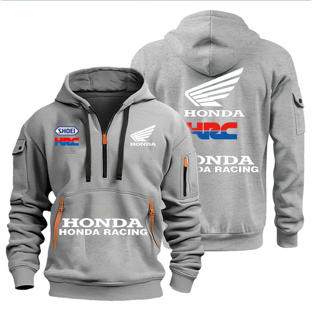 Honda Racing's Autumn And Winter Men's Clothing Features Multi-Zipper Design Hoodies, Casual Sportswear And Loose Hooded