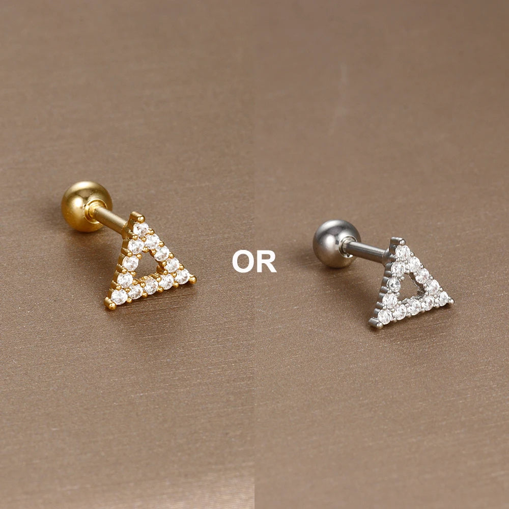 1PC 316L Stainless Steel Mini Zircon Cartilage Piercing Stud Earring For Women Girl Helix Tragus Body Jewelry Statement