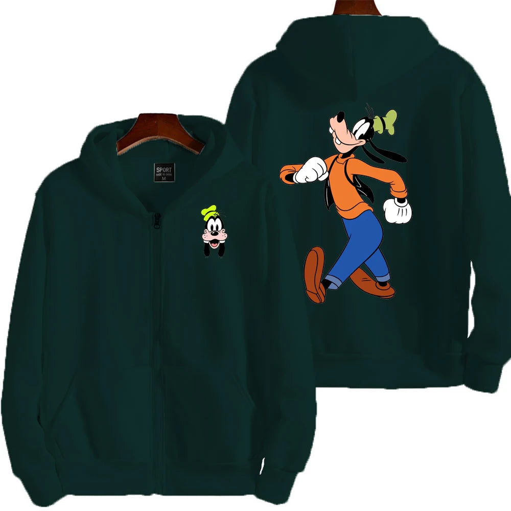 Goofy Men Cartoon printing Hoodie Spring Autumn Women Oversized Sweatshirt With Zipper New Couple street fashion Coat