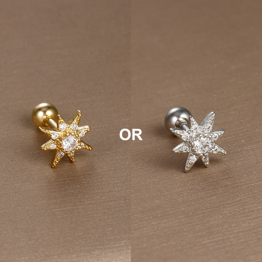 1PC 316L Stainless Steel Mini Zircon Cartilage Piercing Stud Earring For Women Girl Helix Tragus Body Jewelry Statement