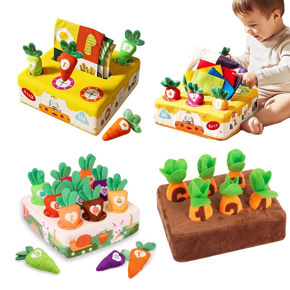 Baby Tissue Box Pull Out Radish Toys Carrot Harvest Toddlers Fine Motor Skills Toys Montessori Early Learning Educational Games
