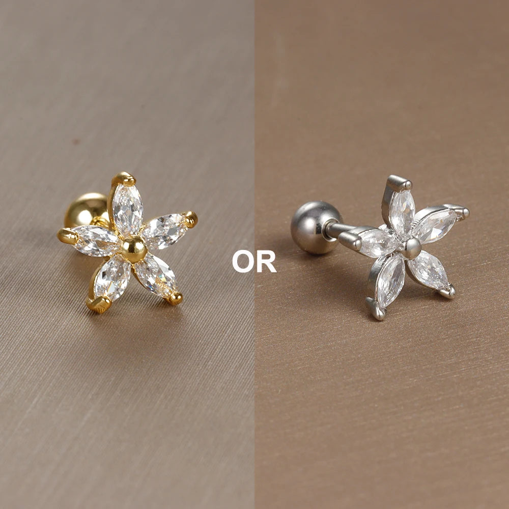 1PC 316L Stainless Steel Mini Zircon Cartilage Piercing Stud Earring For Women Girl Helix Tragus Body Jewelry Statement
